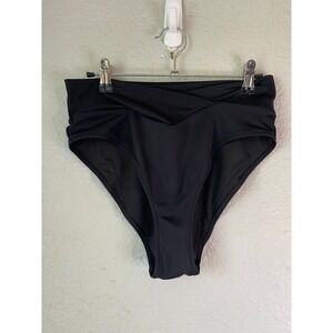 Victoria's Secret PINK Black High Waist Crossover Swimsuit Bottoms Womens